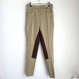 NWT Horka Horse Riding Breeches 24R 3/4 MC‎ Seat Beige Brown Equestrian Pants